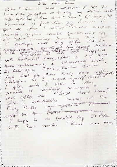 And Don't Run hand written story